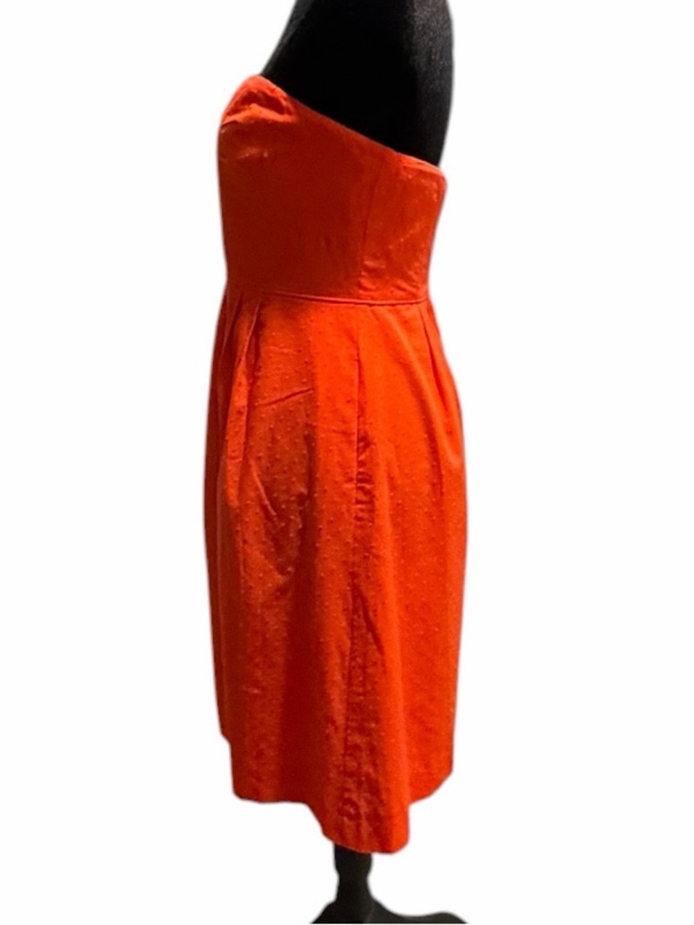 J.Crew Orange Swiss Dot Strapless Cotton Dress Size 2 - Picture 4 of 10